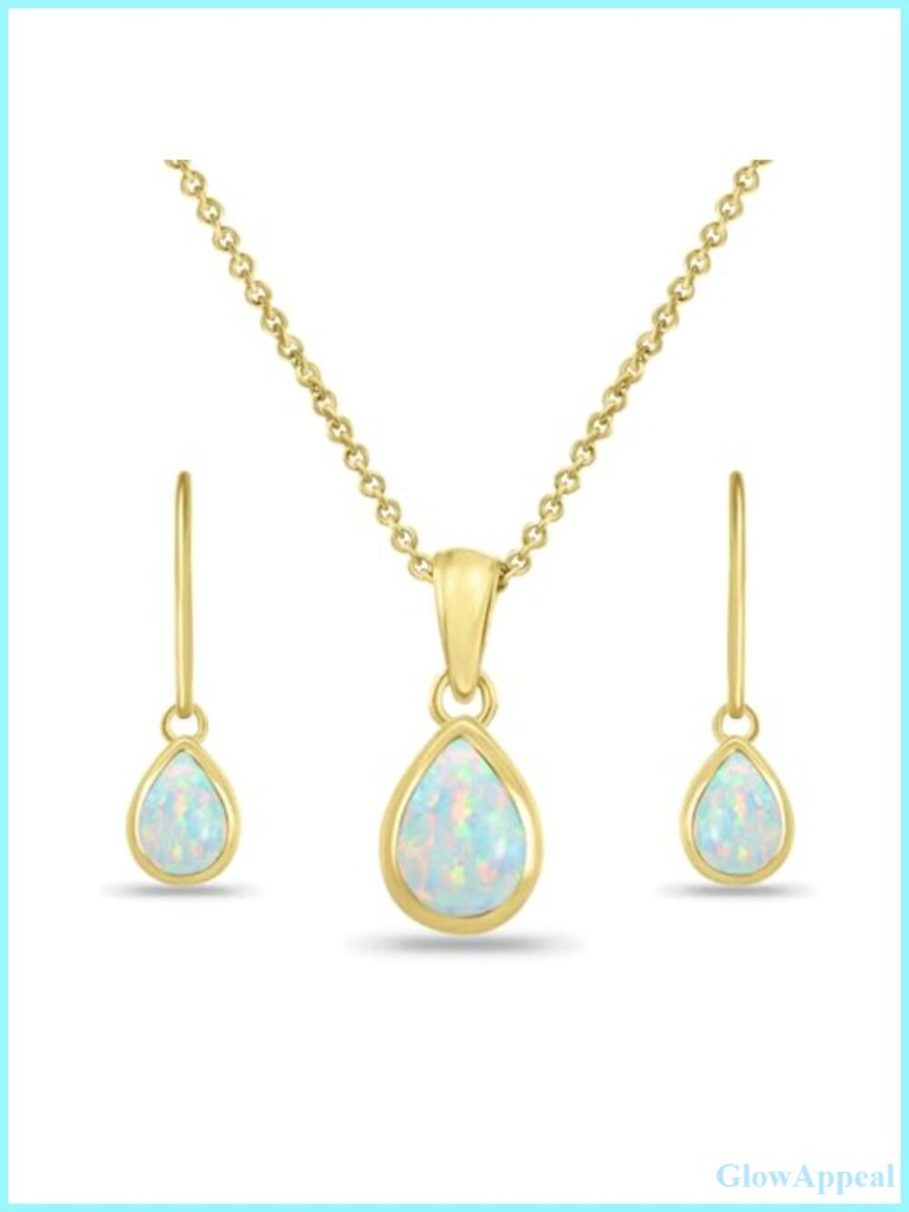 Sterling Silver Opal Necklace and Earring Set, Teardrop Bezel, Dangle Earrings,